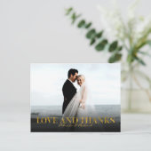 Liebe und Dank Gold Foil Hochzeit Danke Foto Postkarte (Stehend Vorderseite)