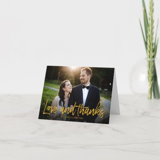 Liebe und Dank Gold Foil Hochzeit Vielen Dank Foto Dankeskarte (Vorderseite)