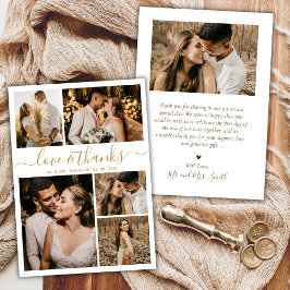 Liebe und Dank Gold Script Foto Collage Hochzeit Dankeskarte