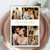 Liebe und Dank Gold Script Foto Collage Hochzeit Dankeskarte