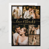 Liebe und Dank Gold Script Foto Collage Hochzeit Dankeskarte (Vorne/Hinten)