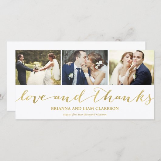 Liebe und dank Gold Script | Hochzeit Danke (Vorne/Hinten)