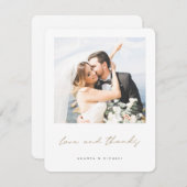 Liebe und Dank Gold Wedding Foto Dankeskarte (Vorne/Hinten)