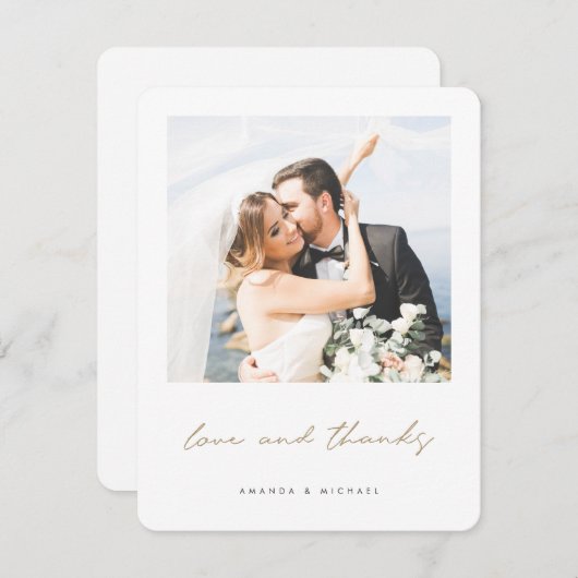 Liebe und Dank Gold Wedding Foto Dankeskarte (Vorne/Hinten)