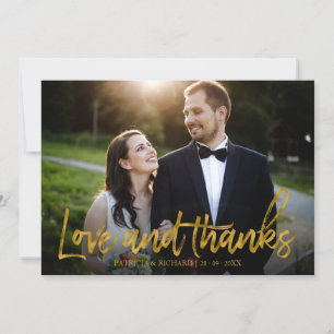 Liebe und Dank Goldfolie Hochzeit Danke Foto Karte