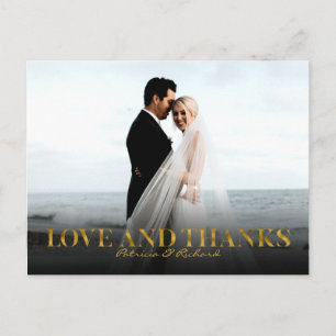 Liebe und Dank Goldfolie Hochzeit Danke Foto Postkarte