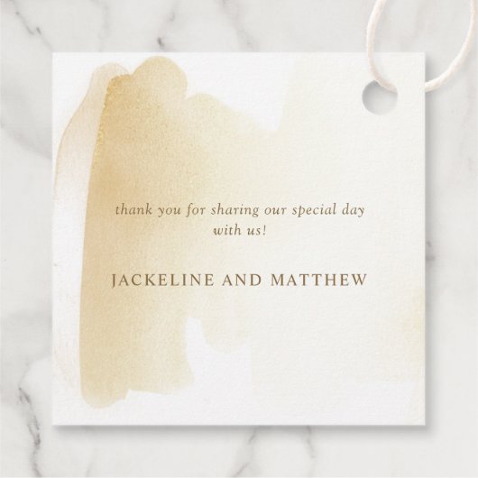 Liebe und Dank, goldgelbes Wasser Geschenkanhänger (Rückseite)