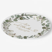 Liebe und Dank Greenery Pumpkin Wedding Pappteller (Schrägansicht)