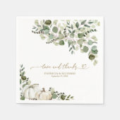 Liebe und Dank Greenery Pumpkin Wedding Serviette (Vorderseite)