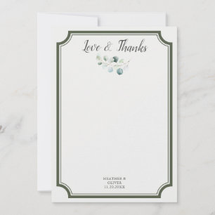 Liebe und Dank Grüne Hochzeit Dankeskarte
