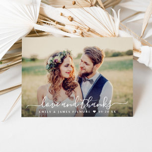 Liebe und dank handgeschriebenem Skript-Hochzeitss Dankeskarte
