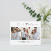 Liebe und dank handgeschriebenem Skript-Hochzeitss Postkarte (Stehend Vorderseite)