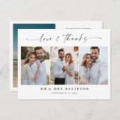 Liebe und dank handgeschriebenem Skript-Hochzeitss Postkarte (Vorne/Hinten)