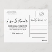 Liebe und Dank handgeschriebener drei Graduate Fot Postkarte (Rückseite)