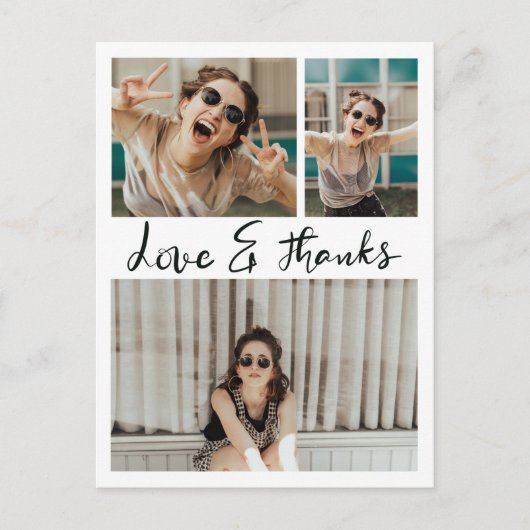 Liebe und Dank handgeschriebener drei Graduate Fot Postkarte (Vorderseite)