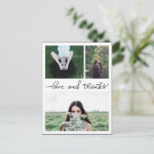 Liebe und Dank handgeschriebener drei Graduate Fot Postkarte (Stehend Vorderseite)