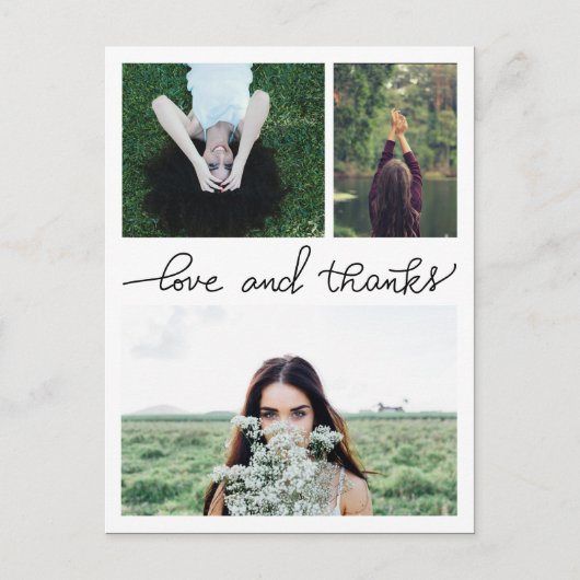 Liebe und Dank handgeschriebener drei Graduate Fot Postkarte (Vorderseite)