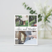 Liebe und Dank handgeschriebener drei HochzeitsFot Postkarte (Stehend Vorderseite)