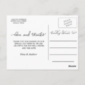 Liebe und Dank handgeschriebener drei HochzeitsFot Postkarte (Rückseite)