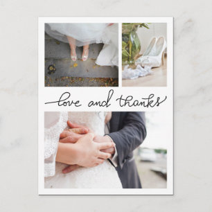 Liebe und Dank handgeschriebener drei HochzeitsFot Postkarte