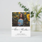 Liebe und Dank handgeschriebener Niedlicher Herzst Postkarte (Stehend Vorderseite)