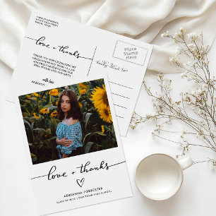 Liebe und Dank handgeschriebener Niedlicher Herzst Postkarte