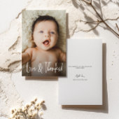 Liebe und Dank Handschrift Custom Baby Foto Dankeskarte