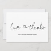 Liebe und Dank Heart Script Custom Foto Hochzeit Dankeskarte (Vorderseite)