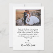 Liebe und dank Herz-Script Foto Collage Hochzeit Dankeskarte (Rückseite)