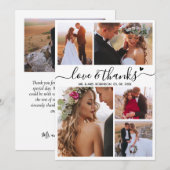 Liebe und dank Herz-Script Foto Collage Hochzeit Dankeskarte (Vorne/Hinten)