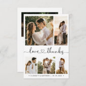 Liebe und dank Herz-Script Foto Collage Hochzeit Dankeskarte (Vorne/Hinten)