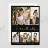 Liebe und dank Herz-Script Foto Collage Hochzeit Dankeskarte (Vorne/Hinten)