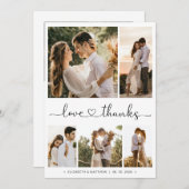 Liebe und dank Herz-Script Foto Collage Hochzeit Dankeskarte (Vorne/Hinten)