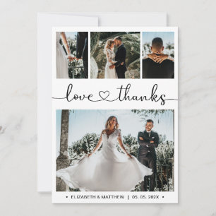 Liebe und dank Herz-Script Foto Collage Hochzeit Dankeskarte