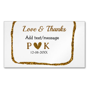 Liebe und Dank hinzufügen Paarname golden schwarze Magnetische Visitenkarte