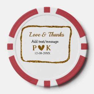Liebe und Dank hinzufügen Paarname golden schwarze Pokerchips