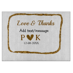 Liebe und Dank hinzufügen Paarname golden schwarze Schneidebrett