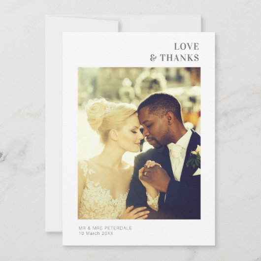 LIEBE UND DANK | Hochzeit danke Ihnen Fotokarte (Vorderseite)