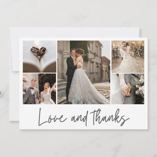 Liebe und Dank Hochzeit Elegantes FotoCollage Dankeskarte (Vorderseite)