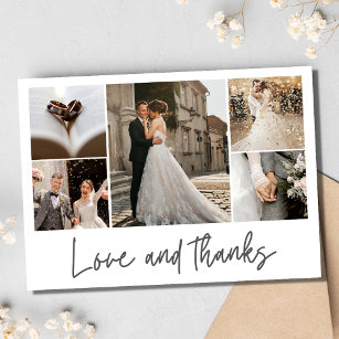 Liebe und Dank Hochzeit Elegantes FotoCollage Dankeskarte