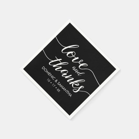 Liebe und Dank - Hochzeit mit elegantem Drehbuch Serviette (Ecke)