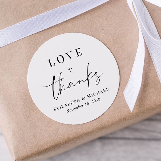 Liebe und Dank Hochzeit Runder Aufkleber