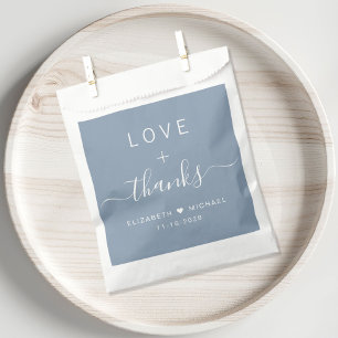 Liebe und Dank Hochzeit Staubblau Geschenktütchen