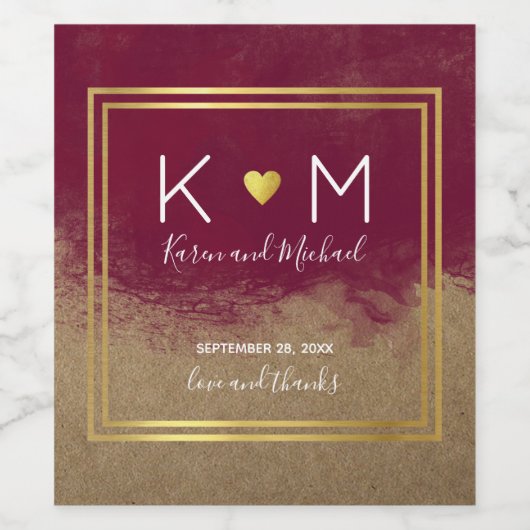 Liebe und Dank Hochzeit Weinfarbe Weinetikett (Einzelnes Label)