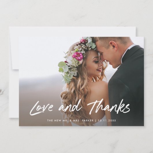 Liebe und Dank| Hochzeitliches Foto Dankeskarte (Vorderseite)
