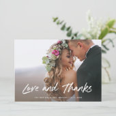 Liebe und Dank| Hochzeitliches Foto Dankeskarte (Stehend Vorderseite)