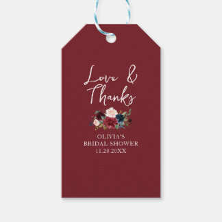 Liebe und Dank Hochzeitsbrause Geschenkanhänger