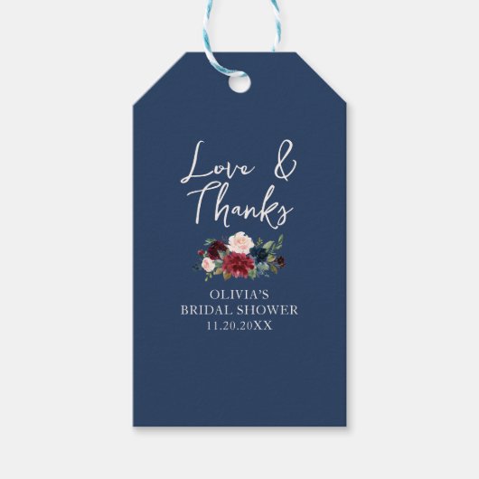 Liebe und Dank Hochzeitsbrause Geschenkanhänger (Vorderseite)