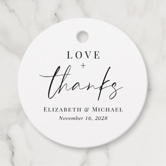 Liebe und dank Hochzeitsempfang Geschenkanhänger (Vorderseite)