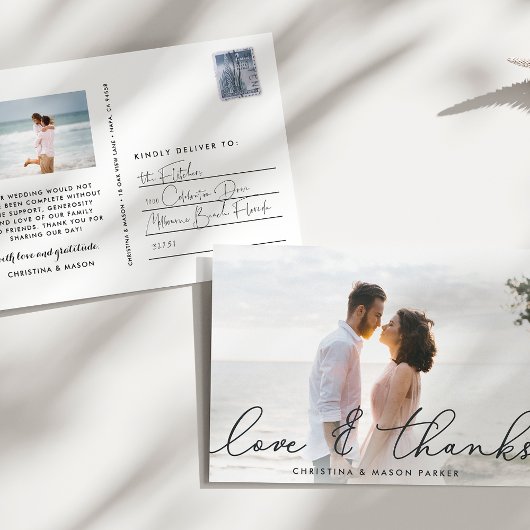 Liebe und Dank | Hochzeitsszenario Foto Vielen Dan Postkarte